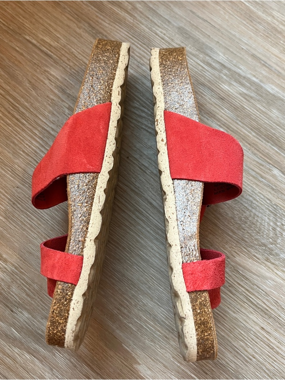 Biostep Red Suede Buckle Sandals Size 7.5 Comfort Cork Footbed leather - Picture 6 of 6
